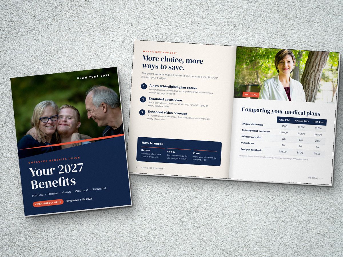 Printed benefits guide booklet