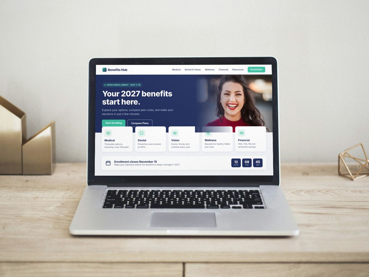 Benefits microsite on a laptop